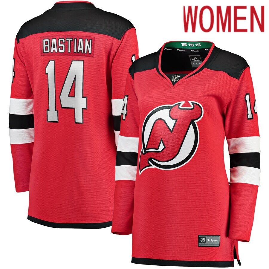 Women New Jersey Devils 14 Nathan Bastian Fanatics Branded Red Home Team Breakaway Player NHL Jersey